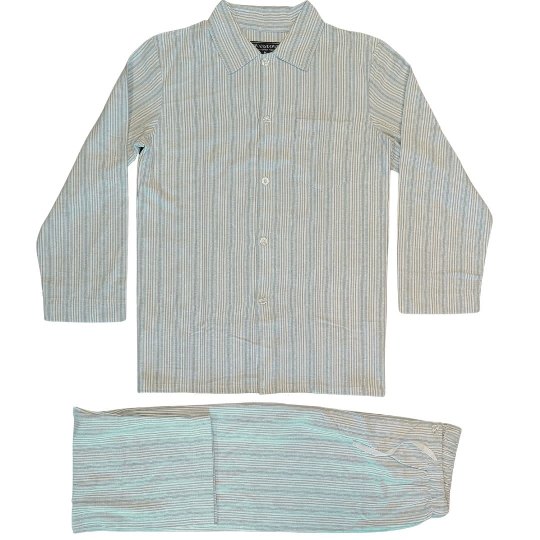 Swansdown Cotton Flannel Stripe Elastic Pyjama PJ Set
